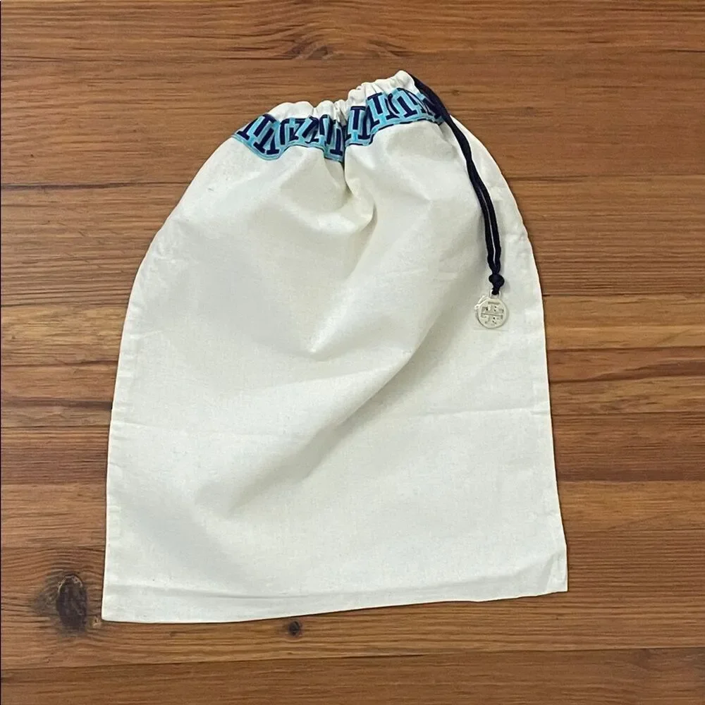Tory Burch Cream Cloth Dust Bag Gold Tone Logo Charm 12x15